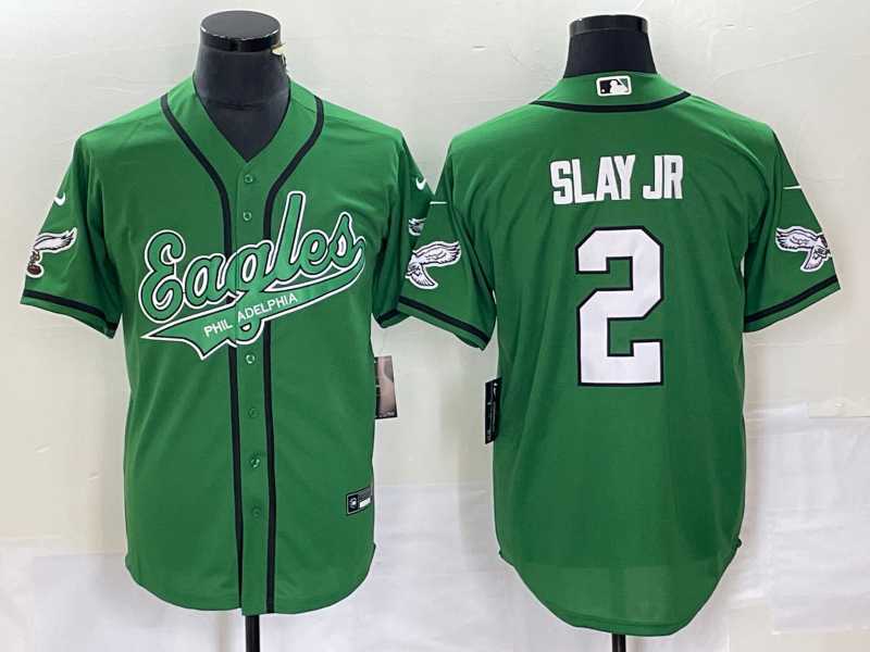 Mens Philadelphia Eagles #2 Darius Slay JR Green Cool Base Stitched Baseball Jersey